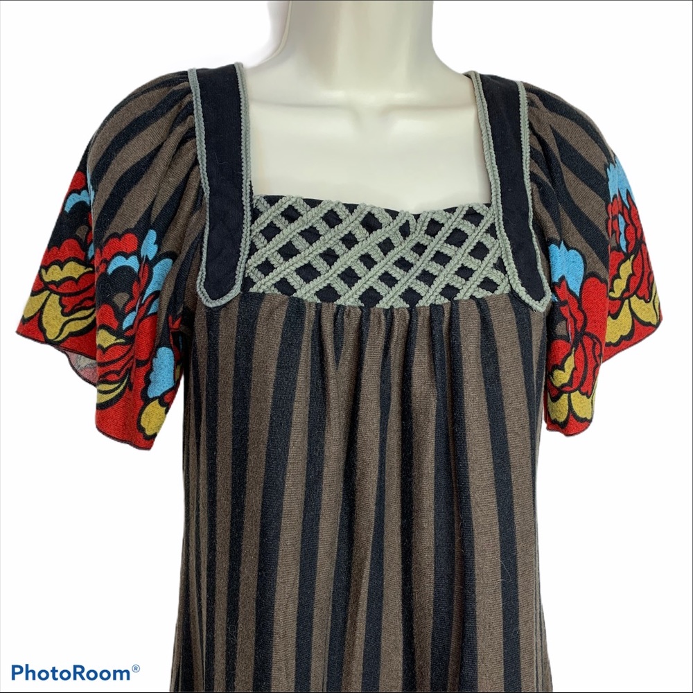 Theme Anthropologie Brown Striped Poppy Dress size Small - Picture 8 of 16